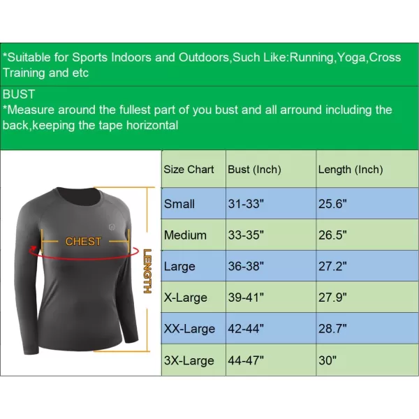 NELEUS Womens Dry Fit Workout Running Long Sleeve Shirt8024 BlackGreyBlackish Green3 Pack