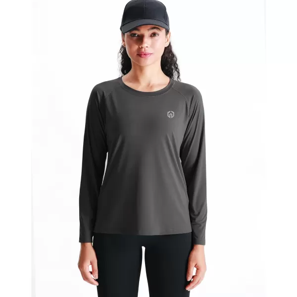 NELEUS Womens Dry Fit Workout Running Long Sleeve Shirt8024 BlackGreyBlackish Green3 Pack