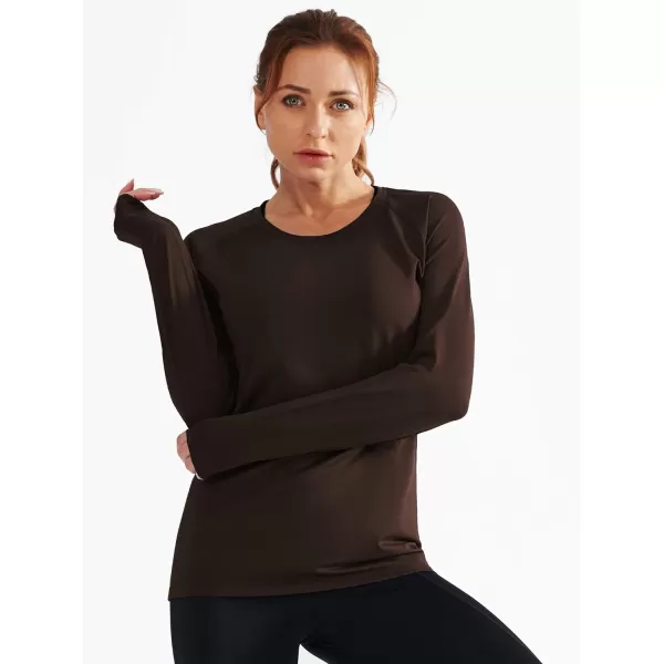 NELEUS Womens Dry Fit Workout Running Long Sleeve Shirt8065 2 PackcoffeeBurgundy Red