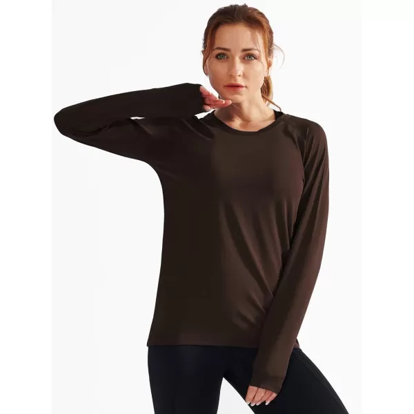 NELEUS Womens Dry Fit Workout Running Long Sleeve Shirt8065 2 Packrose RedCoffee