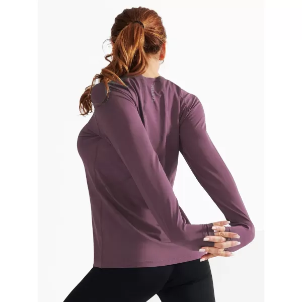 NELEUS Womens Dry Fit Workout Running Long Sleeve Shirt8065 2 Packrose RedCoffee