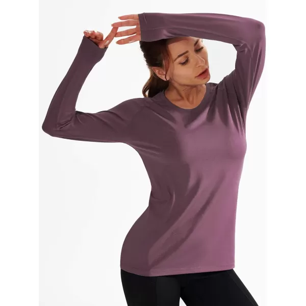 NELEUS Womens Dry Fit Workout Running Long Sleeve Shirt8065 2 Packrose RedCoffee