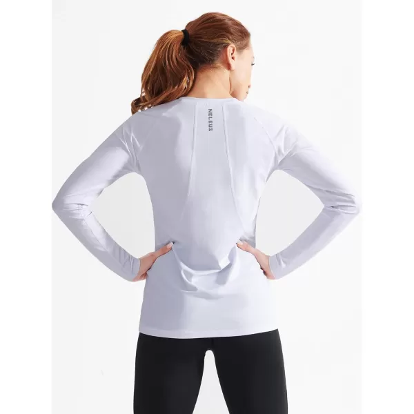 NELEUS Womens Dry Fit Workout Running Long Sleeve Shirt8065 2 PackwhiteBurgundy Red