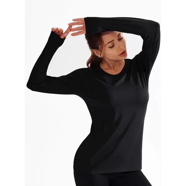 NELEUS Womens Dry Fit Workout Running Long Sleeve Shirt8065 3 PackblackBlackBlack