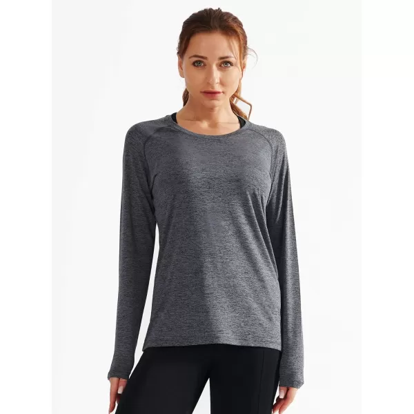 NELEUS Womens Dry Fit Workout Running Long Sleeve Shirt8065 3 PackblackGreyBurgundy