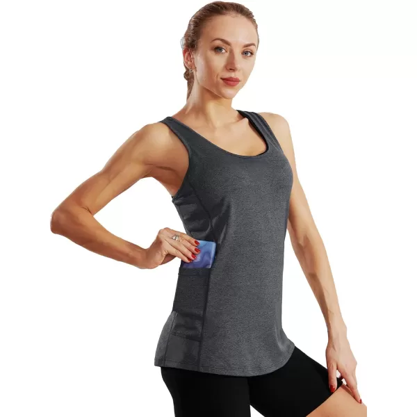 NELEUS Womens Racerback Yoga Workout Tank Top06 BlackGreyRed 3 Pack