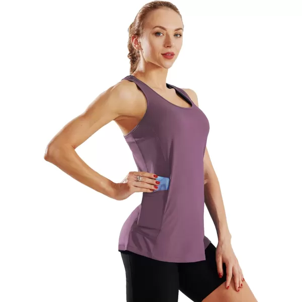 NELEUS Womens Racerback Yoga Workout Tank Top06 BlackRosy BrownRed3 Pack