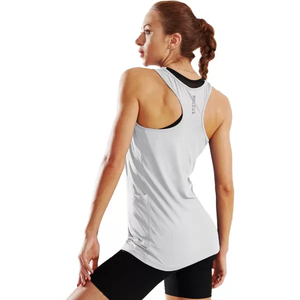 NELEUS Womens Racerback Yoga Workout Tank Top06 WhiteBlueGrey 3 Pack