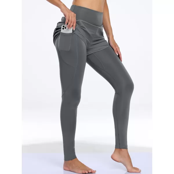 NELEUS Womens Yoga Pants Tummy Control High Waist Workout Leggings with 2 Pocket127 Light Grey1 Piece