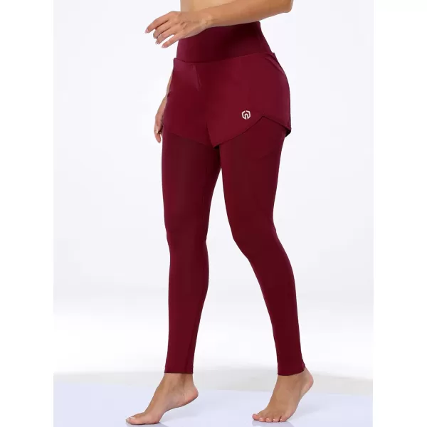 NELEUS Womens Yoga Pants Tummy Control High Waist Workout Leggings with 2 Pocket127 Red1 Piece