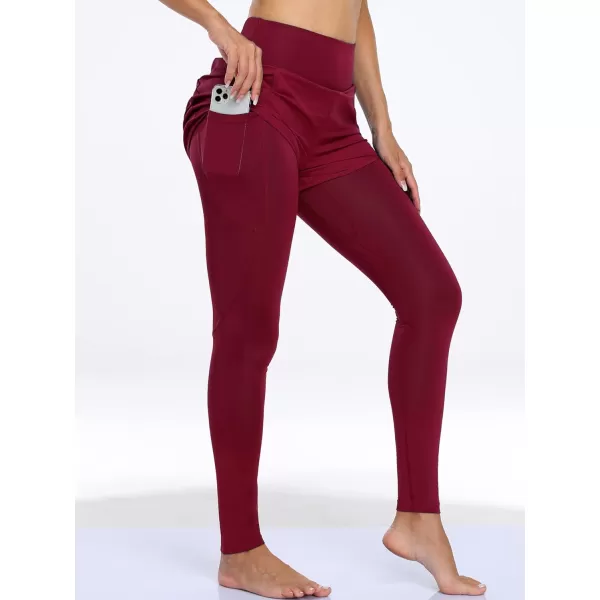 NELEUS Womens Yoga Pants Tummy Control High Waist Workout Leggings with 2 Pocket127 Red1 Piece