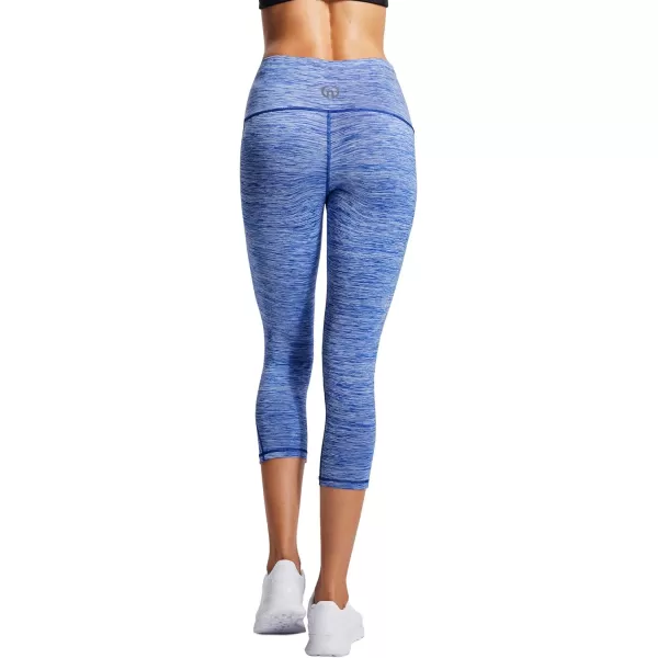 NELEUS Womens Yoga Running Capris Tummy Control High Waist Workout Pants9034 BlackBlue2 Pack