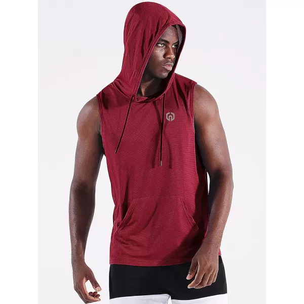 Neleus Mens Running Tank Tops 3 Pack Sleeveless Workout Athletic Shirts with Hoods5093 BlackBlueRed