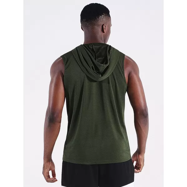 Neleus Mens Running Tank Tops 3 Pack Sleeveless Workout Athletic Shirts with Hoods5093 BlackOlive GreenNavy Blue