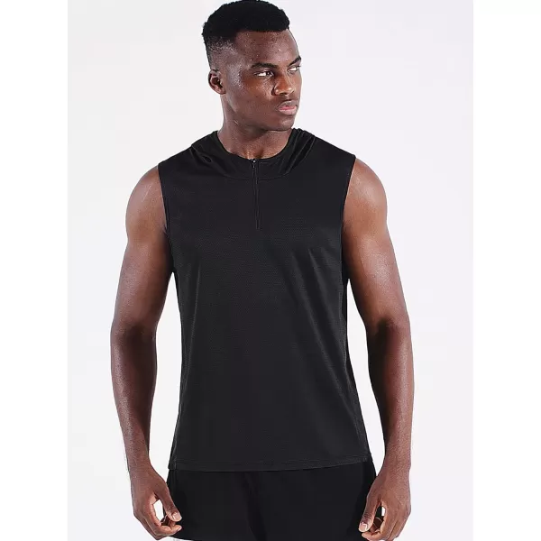 Neleus Mens Running Tank Tops 3 Pack Sleeveless Workout Athletic Shirts with Hoods5099 BlackBlueRed3 Pack