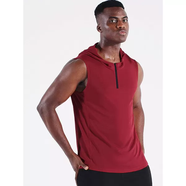 Neleus Mens Running Tank Tops 3 Pack Sleeveless Workout Athletic Shirts with Hoods5099 BlackBlueRed3 Pack