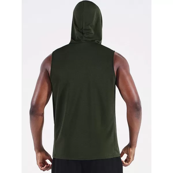 Neleus Mens Running Tank Tops 3 Pack Sleeveless Workout Athletic Shirts with Hoods5099 BlackGreyOlive Green3 Pack