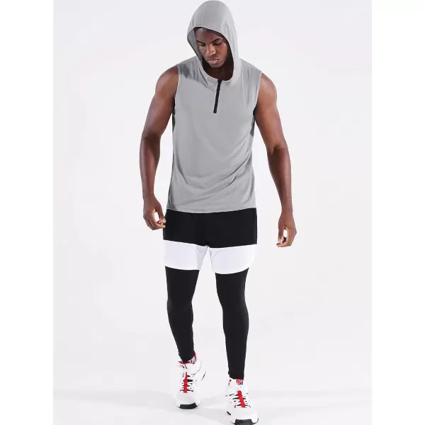 Neleus Mens Running Tank Tops 3 Pack Sleeveless Workout Athletic Shirts with Hoods5099 BlackGreyRed3 Pack