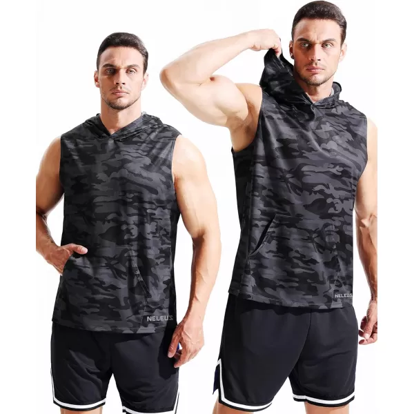 Neleus Mens Running Tank Tops 3 Pack Sleeveless Workout Athletic Shirts with Hoods5121 BlackBlackBlack3 Pack