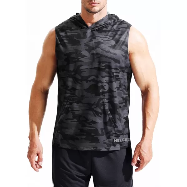 Neleus Mens Running Tank Tops 3 Pack Sleeveless Workout Athletic Shirts with Hoods5121 BlackBlackBlack3 Pack