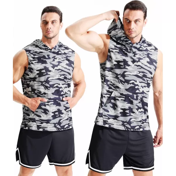 Neleus Mens Running Tank Tops 3 Pack Sleeveless Workout Athletic Shirts with Hoods5121 BlackGreyBlue3 Pack