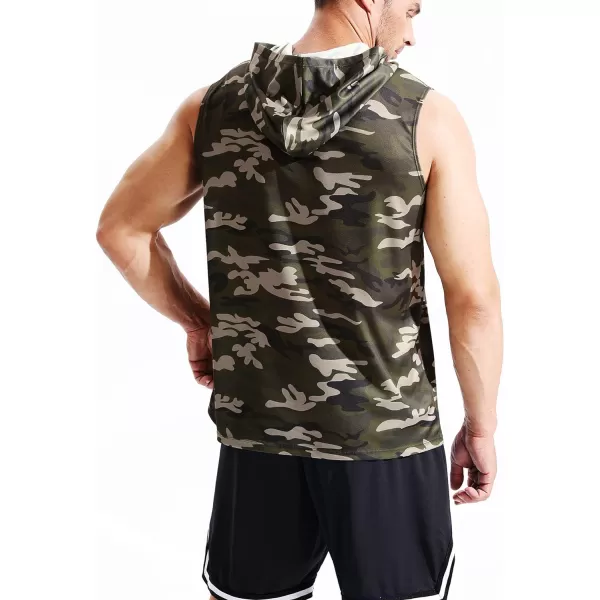 Neleus Mens Running Tank Tops 3 Pack Sleeveless Workout Athletic Shirts with Hoods5121 BlackGreyOlive Green3 Pack