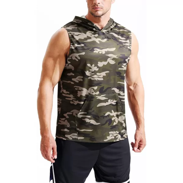 Neleus Mens Running Tank Tops 3 Pack Sleeveless Workout Athletic Shirts with Hoods5121 BlackGreyOlive Green3 Pack