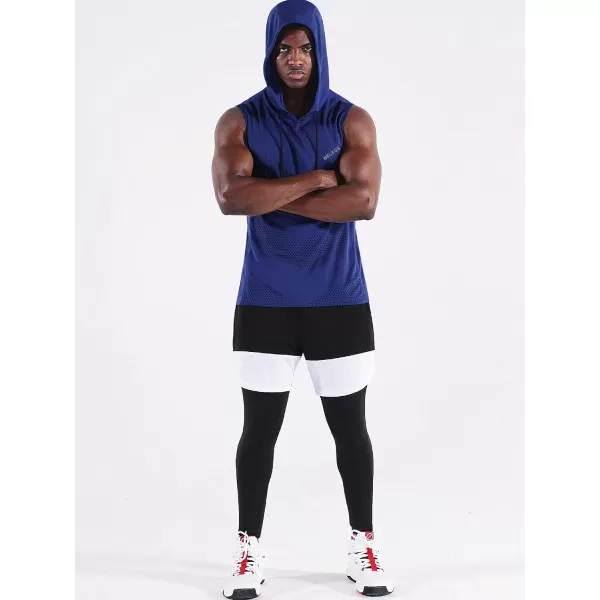 Neleus Mens Workout Tank Tops 3 Pack Sleeveless Running Shirts with Hoodie5098 BlackGreyBlue 3 Pack