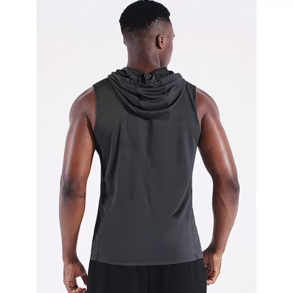 Neleus Mens Workout Tank Tops 3 Pack Sleeveless Running Shirts with Hoodie5098 BlackGreyRed3 Pack