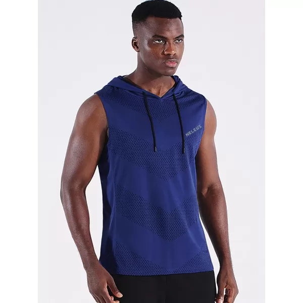 Neleus Mens Workout Tank Tops 3 Pack Sleeveless Running Shirts with Hoodie5098 BlackOlive GreenBlue 3 Pack
