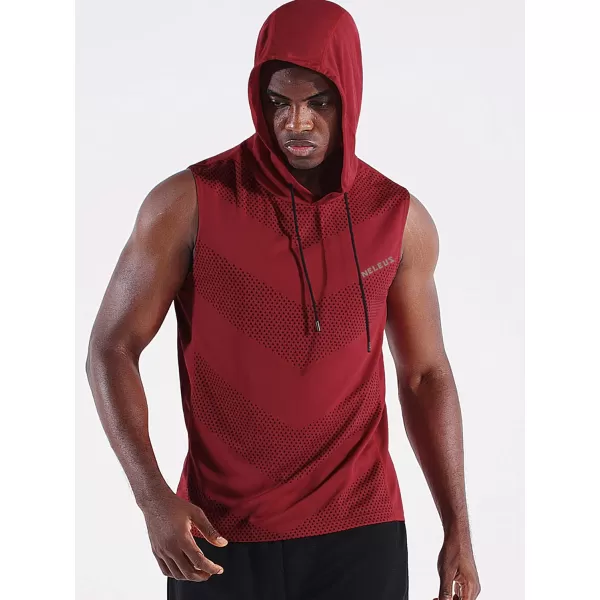 Neleus Mens Workout Tank Tops 3 Pack Sleeveless Running Shirts with Hoodie5098 GreyBlueRed 3 Pack