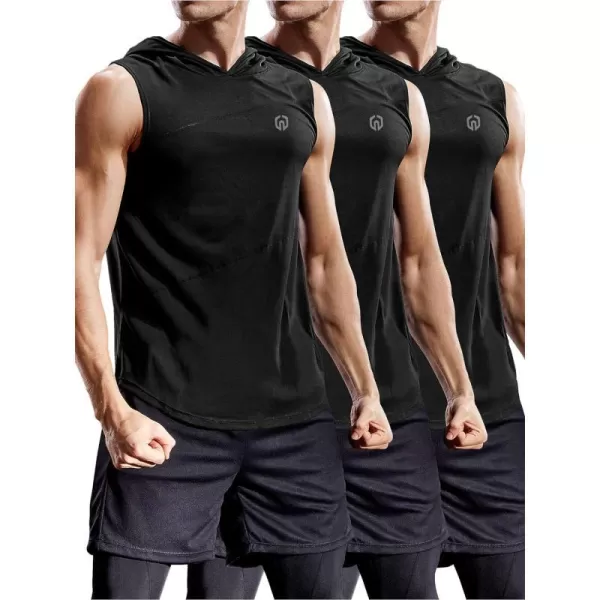 NELEUS Dry Fit Workout Athletic Muscle Tank with Hoods Pack of 35036 3 Packblack