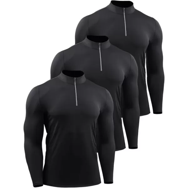 NELEUS Mens 3 Pack Athletic Compression Shirt Running Shirts5086 BlackBlackBlack