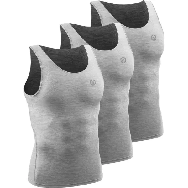 NELEUS Mens 3 Pack Dry Fit Compression Tank Top5074 Light Grey3 Pack