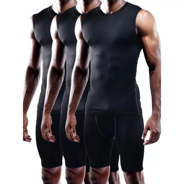 NELEUS Mens 3 Pack Dry Fit Compression Tank Top803 BlackBlackBlack3 Pack