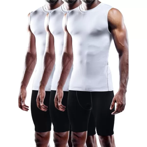 NELEUS Mens 3 Pack Dry Fit Compression Tank Top803 WhiteWhiteWhite3 Pack