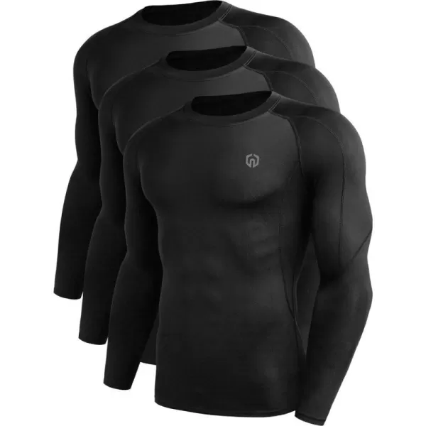 NELEUS Mens 3 Pack Dry Fit Long Sleeve Compression Shirts Workout Running Shirts5030 BlackBlackBlack3 Pack