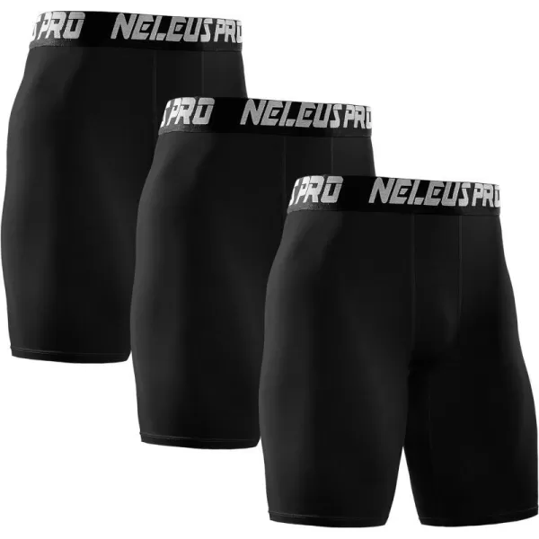 NELEUS Mens 3 Pack Performance Compression Shorts6028 3 Pack Black