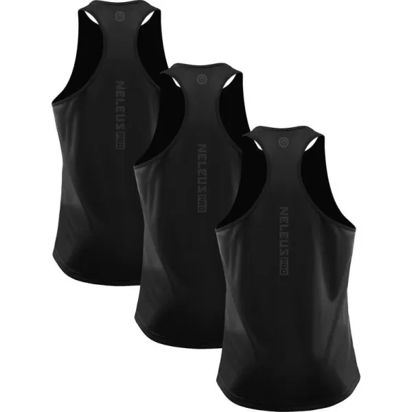 NELEUS Mens 3 Pack Running Tank Top Dry Fit YBack Athletic Workout Tank Tops5097 BlackBlackBlack3 Pack