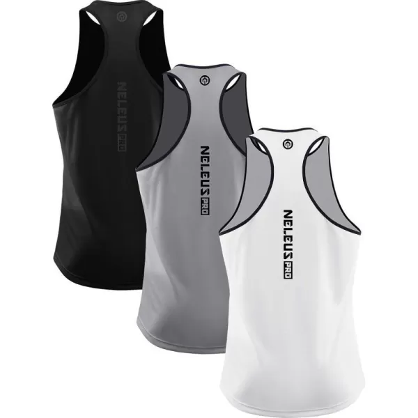 NELEUS Mens 3 Pack Running Tank Top Dry Fit YBack Athletic Workout Tank Tops5097 BlackGreyWhite3 Pack