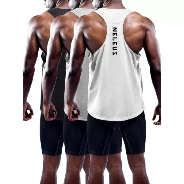 NELEUS Mens 3 Pack Workout Running Tank Top Sleeveless Gym Athletic Shirts5080 BlackGreyWhite3 Pack