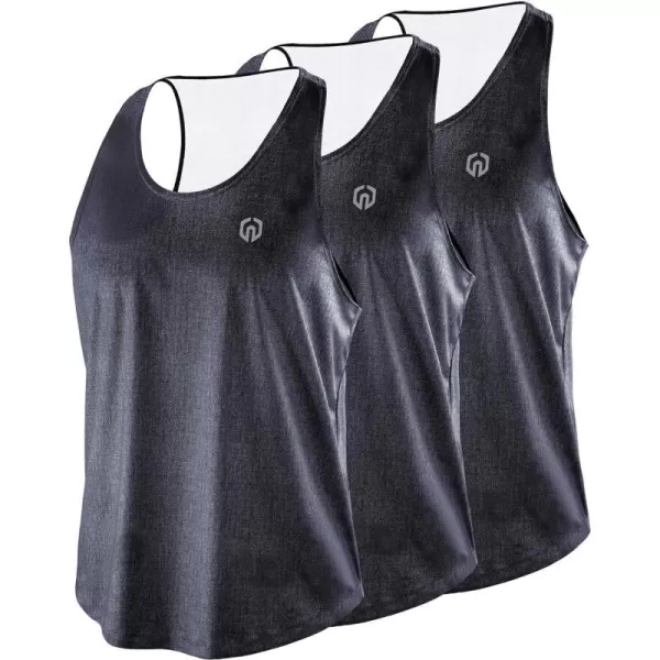 NELEUS Mens 3 Pack Workout Running Tank Top Sleeveless Gym Athletic Shirts5081 Dark Grey 3 Pack