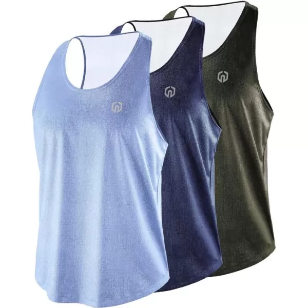 NELEUS Mens 3 Pack Workout Running Tank Top Sleeveless Gym Athletic Shirts5081 Olive GreenNavy BlueLight Blue3 Pack