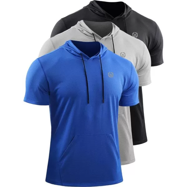 NELEUS Mens 3 Pack Workout Shirts Mesh Running Shirts with Hoodie5100BlackGreyBlue2XLNELEUS Mens 3 Pack Workout Shirts Mesh Running Shirts with Hoodie5100BlackGreyBlue2XL