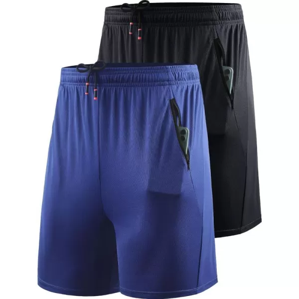 NELEUS Mens 7 inch Lightweight Workout Running Shorts with Pockets6083 BlackBlue2 Pack