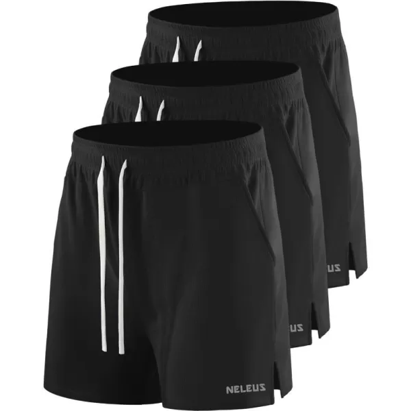 NELEUS Mens 7 inch Running Shorts Athletic Gym Workout Shorts with Pockets6112 BlackBlackBlack