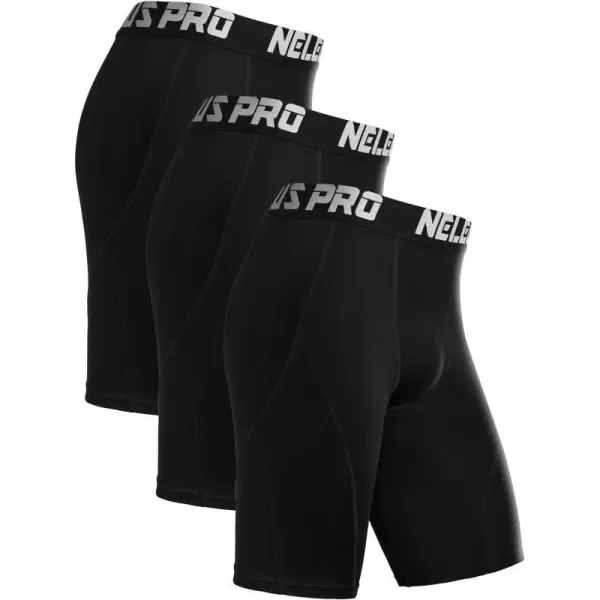 NELEUS Mens Compression Shorts Pack of 36012 BlackBlackBlack3 Pack