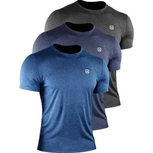 NELEUS Mens Dry Fit Athletic Running Shirt506 BlackBlueNavy Blue