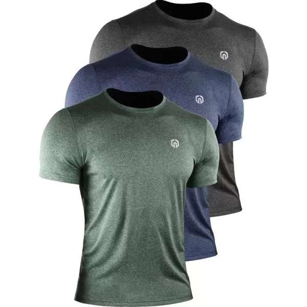 NELEUS Mens Dry Fit Athletic Running Shirt506 BlackNavy BlueOlive Green