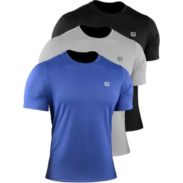 NELEUS Mens Dry Fit Athletic Running Shirt508 BlackGreyBlue3 Pack